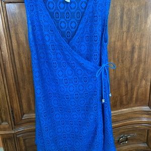 Electric Blue Crossover bathing suit cover-up